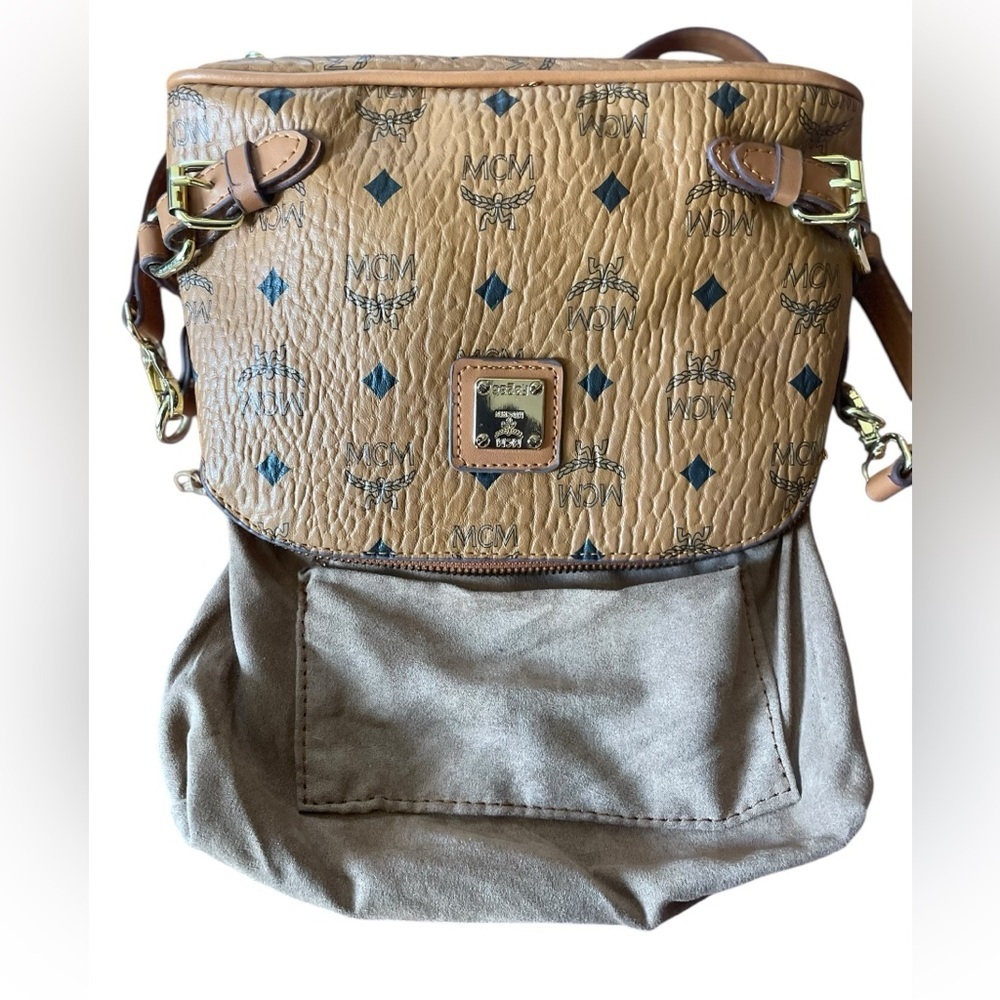 MCM Women’s Visetos Cognac Boston Small Crossbody Bag Leather - Picture 4 of 10